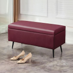 Shally Dogan Luksuslik disain tekstureeritud kunstnahast hoiukasti pink musta metallist jalaga magamistoas elutuppa Bordeaux