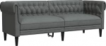 vidaXL Chesterfield diivan, polsterdatud 3-kohaline diivan tugijalgadega, Lounge diivan disain diivan elutuppa, diivan elutoa diivan, tumehall kangas