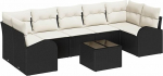 Rantry 8-teiliges Garten Sofa Set mit Kissen Schwarz Poly Rattan Gartenlounge Model3345957