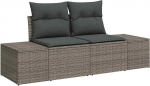 7-teiliges Garten Sofa Set mit Kissen Grau Poly Rattan Akazie Gartenlounge Model3356578
