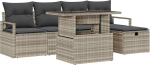 6-teiliges Garten-Sofa-Set mit Kissen Hellgraues Poly-Rattan Gartenlounge Model3359789