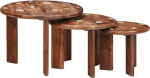 QUAHEAS Nesting-Couchtische 3er-Set Mehrfarbig, Massives Altholz, &Oslash;54cm, &Oslash;44cm, &Oslash;34cm, f&uuml;r Wohnzimmer, Moderner Stil
