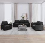 Gecheer 3-TLG. Sofagarnitur mit Kissen Schwarz Samt, Moderne Couch Polstersofa f&uuml;r Wohnzimmer Schlafzimmer Spielzimmer3201481