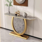 Moderner Eingangstisch mit Stauraum | Schmaler Konsolen-Sofatisch | Akzenttisch mit Metallrahmen f&uuml;r Flur, Foyer und Wohnzimmer (Grau A, 150 cm)