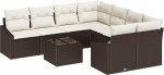 Rantry 9-teiliges Garten Sofa Set mit Kissen Braun Poly Rattan Gartenlounge Model3346658