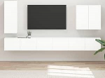 MOBCANT Wandmontiertes M&ouml;belset mit verstellbaren Teiles, modernes M&ouml;belset Wei&szlig; Finish, f&uuml;r Wohnzimmer und Garten, 6 STK