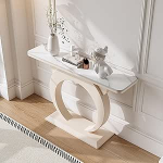 Diodceraic koridorikaunistus, poolkuu-konsool, kiviplaat, kitsas metallist alusega sissep&auml;&auml;sukonsool elutuppa, koridori v&otilde;i fuajeesse (valge, 160 x 30 x 80 cm)