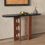 PQXQZ Konsole aus Massivholz mit Ausgeh&ouml;hlten Beinen Dekorativer Tisch Im Landhausstil f&uuml;r Wohnzimmer Eingangsbereich Flur Foyer Hinter Dem Sofa(Brown,100x30x85cm)