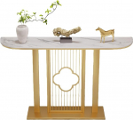 JIHAJU Sinterstein-Konsool, Lange schmale Eingangseinheit mit Metallgestell, Flur-Akzentm&ouml;bel, schlanke Einheit hinter Sofa f&uuml;r kleine Innenr&auml;ume(Gold 2,L120*W30*H80cm)