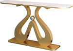 Generisch Leichter Luxus-Konsolentisch f&uuml;r kleine R&auml;ume - Eleganter Eingangstisch aus Steinplatte mit goldgerahmtem Gestell und abgerundeten Ecken - Ideal f&uuml;r Wohnzimmer, Flur und Eingangsbereich