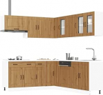 Emmtore 11-osaline k&ouml;&ouml;gikappide komplekt, puitmaterjal, k&ouml;&ouml;gim&ouml;&ouml;bel, paigaldatud k&ouml;&ouml;k, kappide komplekt, p&otilde;hikapp, k&ouml;&ouml;gikapp, seinakapp, Artisian Oak