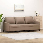 3-Sitzer-Sofa Cappuccino-Braun 180 cm Kunstleder, Diivan Couchgarnitur Polstergarnitur Sofagarnitur Geeignet f&uuml;r Wohnzimmer Hotel B&uuml;ro Wohnung