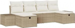 6-teiliges Garten Sofa Set mit Kissen Beige Poly Rattan Gartenlounge Model3359420
