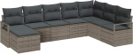 8-teiliges Garten Sofa Set mit Kissen Grau Poly Rattan, 2-Sitzer Garten Sofa mit Stauraum & Kissen Grau Poly Rattan Gartenlounge Model3355168