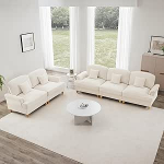 Klassikaline 2-osaline modulaarne elutoa diivanikomplekt koos k&auml;etugedega, eemaldatava r&uuml;&uuml;tli eesriidega ja spindlijalgadega - 3-kohaline ja 2-kohaline &scaron;enill-laveseat (valge)