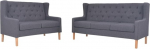 2-TLG. Sofa-Set Stoff Grau Gem&uuml;tliches Sofa-Set mit Massivholzrahmen, Sessel und Zweisitzer f&uuml;r Wohnzimmer.