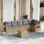 Garten-Sofagarnitur Beigemischung PE-Rattan Ecksofa mit Stauraum und Beistelltisch - UV-best&auml;ndig und wasserfest Model3256906