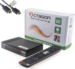 Octagon Spirit Pro Max 8K UHD Android TV 11 meedia voogedastuskast, 5G WiFi, BT kaugjuhtimispult, ARM Mali G31 MP2 450, ARM Cortex-A55, 4GB RAM, 64GB m&auml;lu, USB 3.0, HTS e-com HDMI kaabel.