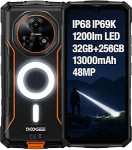 DOOGEE Outdoor Smartphone Fire 5 Ultra, 1200LM Dual Camping Lights, 32GB + 256GB, 13000mAh aku, 48MP kaamera, 6.6 tolli HD+, Gemini AI, IP68 Simlock-Free Robust mobiiltelefon, 3 kaardipesa, GPS NFC