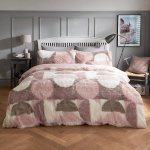 Sleepdown Geo Shaggy Faux Fur Fleece Thermal Bedding Warm Cosy Super Soft Duvet Cover Quilt Set with Pillowcases - Double (200 cm x 200 cm) - Blush Pink, Polyester