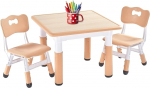FUNLIO Children's Table with 2 Chairs Set, Height Adjustable for Children Aged 3-8 Years, Easy Wipe Clean Painting Table for Classroom/Nursery, CPC Tested (3-Piece)