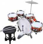 KRUZZEL Children's Drums 5 Pieces from 3 Years - Complete Drum Set with Stool, Cymbals & Sticks for Small Music Fans - Children's Drum Kit - Realistic Children's Drum Kit 22464
