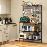 Tatub Baker's Rack with Storage and Magnetic Knife Holder, Large Coffee Bar with Adjustable Shelf and S Hooks, Kitchen Bakers Shelves with Pots and Pan Organizer, 36 x 13 x 66 inches