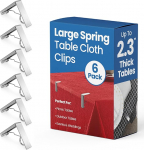 6 Pack Outdoor Table Cloth Clips - Stainless Steel Tablecloth Clips Fits 2.3" Thick Outdoor Tables, Spring Style Metal Clamps for Picnic Table Clips, Dining Table Cloth Holder