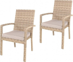 Ambientehome Set of 2 Polyrattan Stackable Chairs Beige/Grey