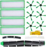 Replacement Parts for Vorwerk Kobold VR200 VR300 Robot Vacuum Cleaner Accessories - Hepa Filter Allergy Filter and Side Brushes and Main Brush Pack of 14