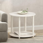Furinno Turn-N-Tube Simple Design 2-Tier Round Wooden Side Table, Marble White