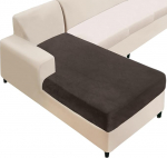 NAISI Sectional Sofa Cover Velvet Separate Chaise Lounge Cover Soft Stretch Sofa Covers for Left/Right Chaise Lounge (Chaise Longue, Brown)