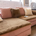 GE&YOBBY Modern Plain Sofa Cover, 1 Piece Plush Simple Sofa Protector, Warm Soft Short Fur Couch Cover with Non-Slip Back for 1-3-Seater Sofa Fabric Sofa Khaki 50 x 50 cm Armrest