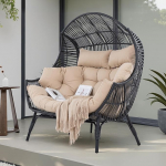 IRONCK Double Egg Outdoor tugitool, 2 inimese korvist tugitoolid eriti paksude padjadega ja peatugedega, 700 naela kandev&otilde;ime tugitool elutuppa, terrassile, r&otilde;dule, aeda
