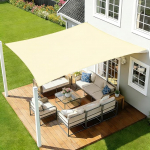 wiipara 2 x 2 m Square Sun Sail, veekindel p&auml;ikesekaitse kangas, 95% UV-kaitse, vihmakaitse, Premium pol&uuml;estrist markiis r&otilde;dule, terrassile, aeda, sisaldab paigaldusk&ouml;isi (kreem)