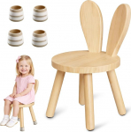 Laste puidust tool, laste tool, 45 x l&auml;bim&otilde;&otilde;t 26 cm, &uuml;mmargune puidust lastem&ouml;&ouml;bel j&auml;nesek&otilde;rvadega, seljatugi ja libisemisvastased kummist jalad s&ouml;&ouml;miseks, lugemiseks, m&auml;ngimiseks