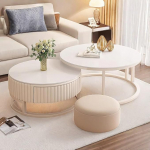 &Uuml;mmargune kohvilaud, valge kohvilaud, &uuml;mmargune, 2 tk, elutoa laud, p&uuml;stine kohvilaud elutuppa, r&otilde;dule ja kontorisse - 70 cm + 50 cm