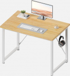 JUMMICO kirjutuslaud 100 x 60 x 75 cm, arvutilaua reguleeritavate jalgadega, konksudega, 60 kg kandev&otilde;imega ja veekindla plaadiga, kodukontorisse ja &otilde;pperuumi, beeži v&auml;rvi