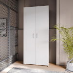 Forte ECONOBOX Classic garderoobikapp 80, kahe p&ouml;&ouml;rdukse ja riiulitega kapp, komposiitpuit, valge, 79,7 cm lai, 190,5 cm k&otilde;rge, 54,4 cm s&uuml;gavus.