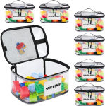 6 PVC m&auml;nguasjade hoiukottide pakett, 24 x 17,5 x 14,5 cm veekindel m&auml;nguasjade hoiukott pliiatsi nimesildiga, m&auml;nguasjakott lastele, vannitoale, pusle, ehitusklotsidele, lauam&auml;ngudele.