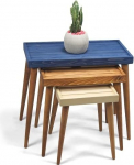 Rustic Solid Wood 3-osaline pesitsuslaudade komplekt - K&auml;sitsi valmistatud ruumi s&auml;&auml;stev k&uuml;ljelaua komplekt