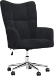 vidaXL Ratastega lamamistool p&ouml;&ouml;ratav k&otilde;rgusreguleeritav TV tool polsterdatud tool l&otilde;&otilde;gastav tool tiibtooli elutuba must samet