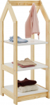 IDIMEX Montessori Children's Shelving Unit Sally House Shape with 3 Shelves Practical Hooks for Organising Shelves Children's Furniture Children's Wardrobe Natural / White