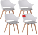 ALBATROS Aalborg s&ouml;&ouml;gitoolide komplekt 4 valge - massiivne p&ouml;&ouml;gijalg, skandinaavia retro disain, mugav tooli - Elegantne k&ouml;&ouml;gitooli, s&ouml;&ouml;gitooli s&ouml;&ouml;gilaudade jaoks