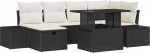 7-teiliges Garten Sofa Set mit Kissen Schwarz Poly Rattan Gartenlounge Model3359874