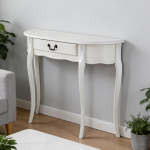 Halbrund-Konsolentisch aus Massivholz mit Schubladen,Beistelltisch Eingangstisch,Schmaler Sofatisch,Couchtisch hinter Sofa,f&uuml;r Wohnzimmer,Schlafzimmer,Console Table(Wit,L 90CM/35.4IN)