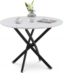 CLIPOP valge marmorist spoonist s&ouml;&ouml;gilaud 100cm mustade metalljalgadega t&ouml;&ouml;stuslik puidust k&ouml;&ouml;gilaud koju elutuppa s&ouml;&ouml;gituppa (valge)