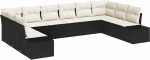 10-teiliges Garten Sofa Set mit Kissen Schwarz Poly Rattan Gartenlounge Model3347237