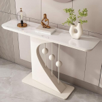 Sideboard Schmal, Vorzimmer M&ouml;bel, Vielseitig Einsetzbar mit Stabilen Beinen, Ideal f&uuml;r Flur, Wohnzimmer, Hinter dem Sofa oder Kleine R&auml;ume(White,150x80x30cm/59x31x11in)