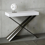 IMAGO FACTORY Tiago v&auml;ike pikendatav konsool, s&ouml;&ouml;gilaud kuni 196 cm, s&ouml;&ouml;gilaud L 90 x K 77 x L 40, ruumikonsool, valge saarepuu, valmistatud Itaalias.